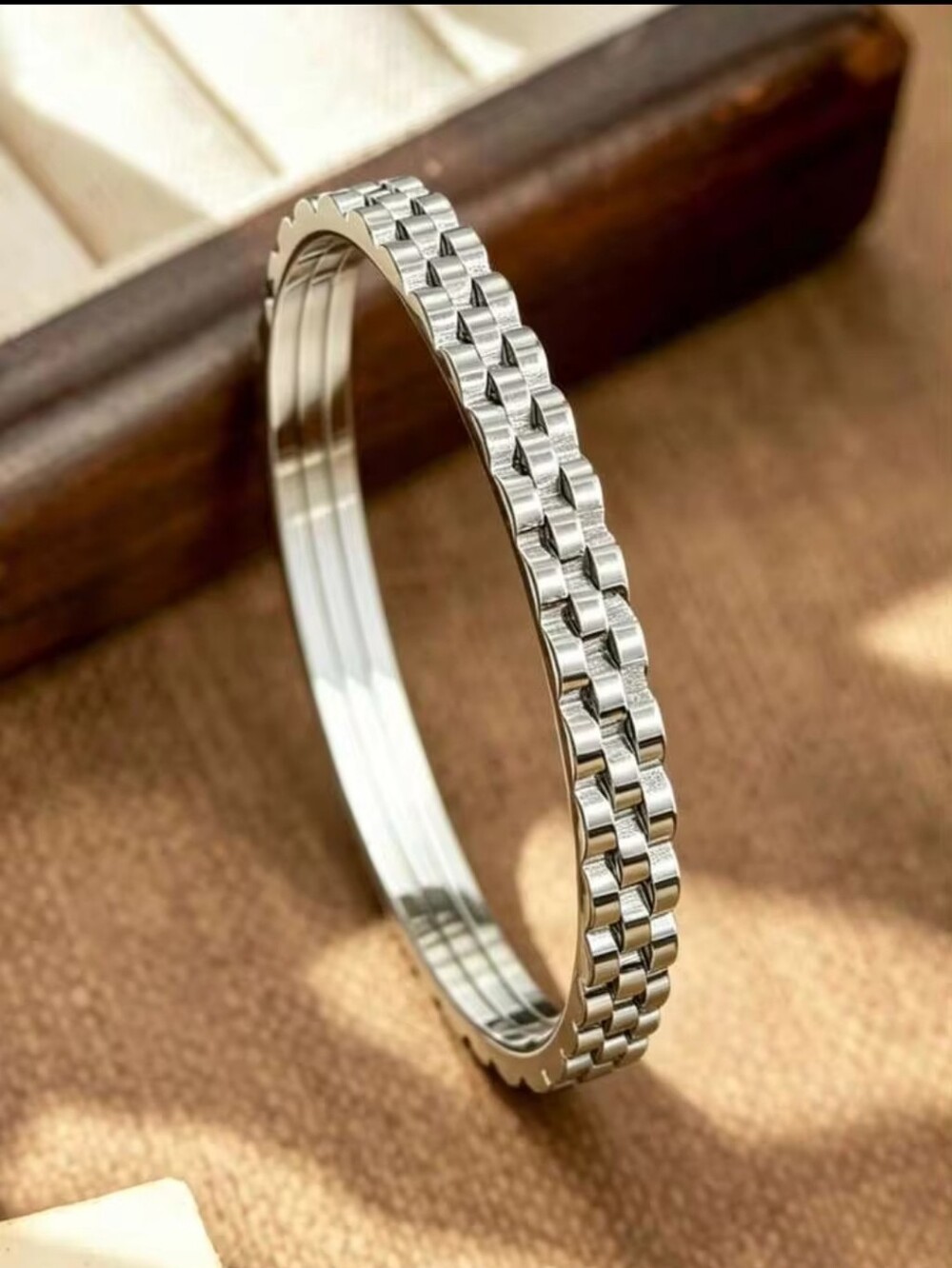 Silver-Tone Women's Bangle Bracelet Set - Elegant Stack - Picture 2 of 5